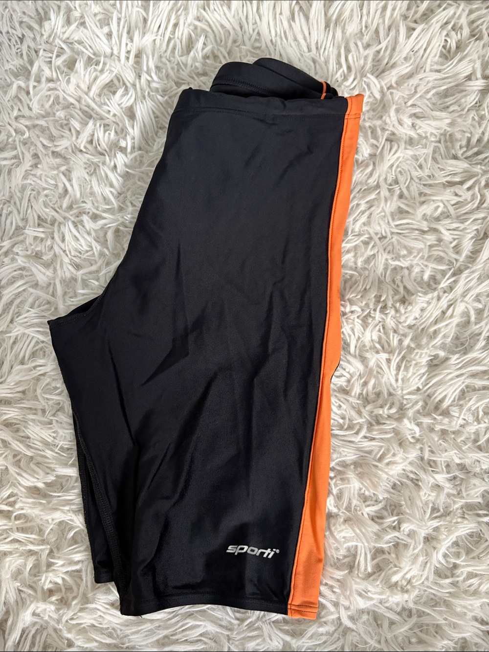 Sporti Men's Black Swim Jammers with Orange Side Stripe